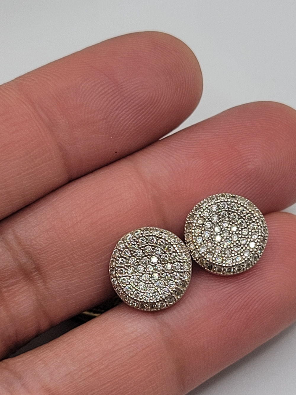 Sterling Silver Pave Round Stud Earrings - Luxurious Women's Jewelry